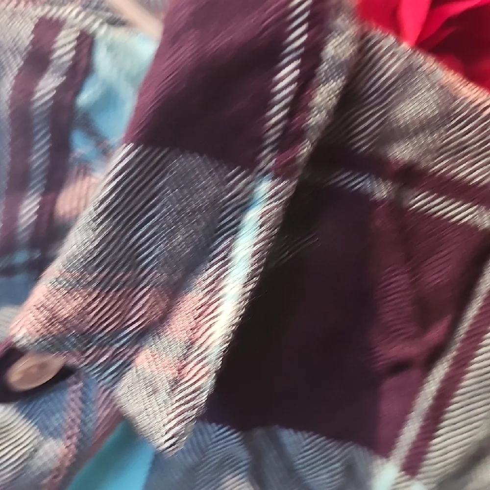 Justice Girls Blue and Black Plaid Shirt Rhinestone Pocket Size 10